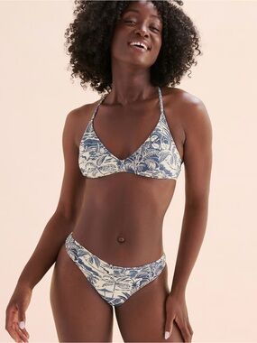 Roxy Blue & Cream Tropical Print Bikini Set